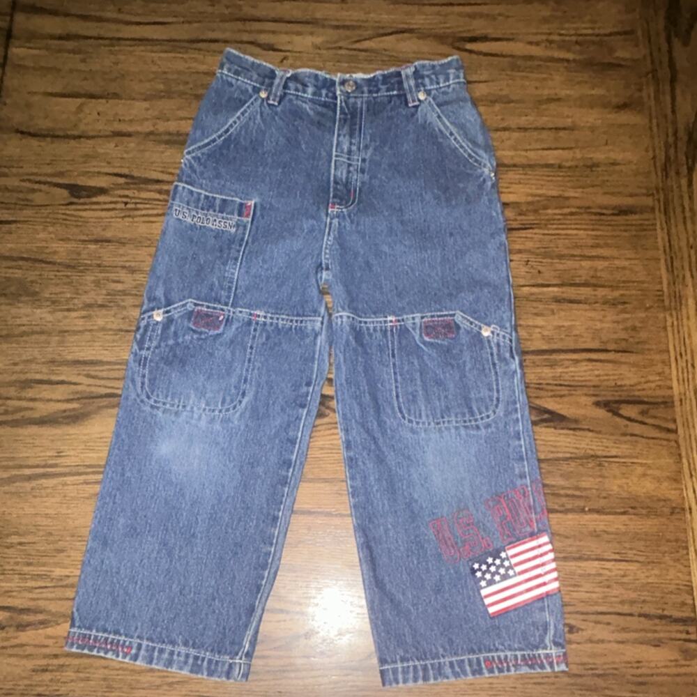 U.S. Polo Assn. UNISEX Straight Jeans 6 Blue Denim American Flag Pockets